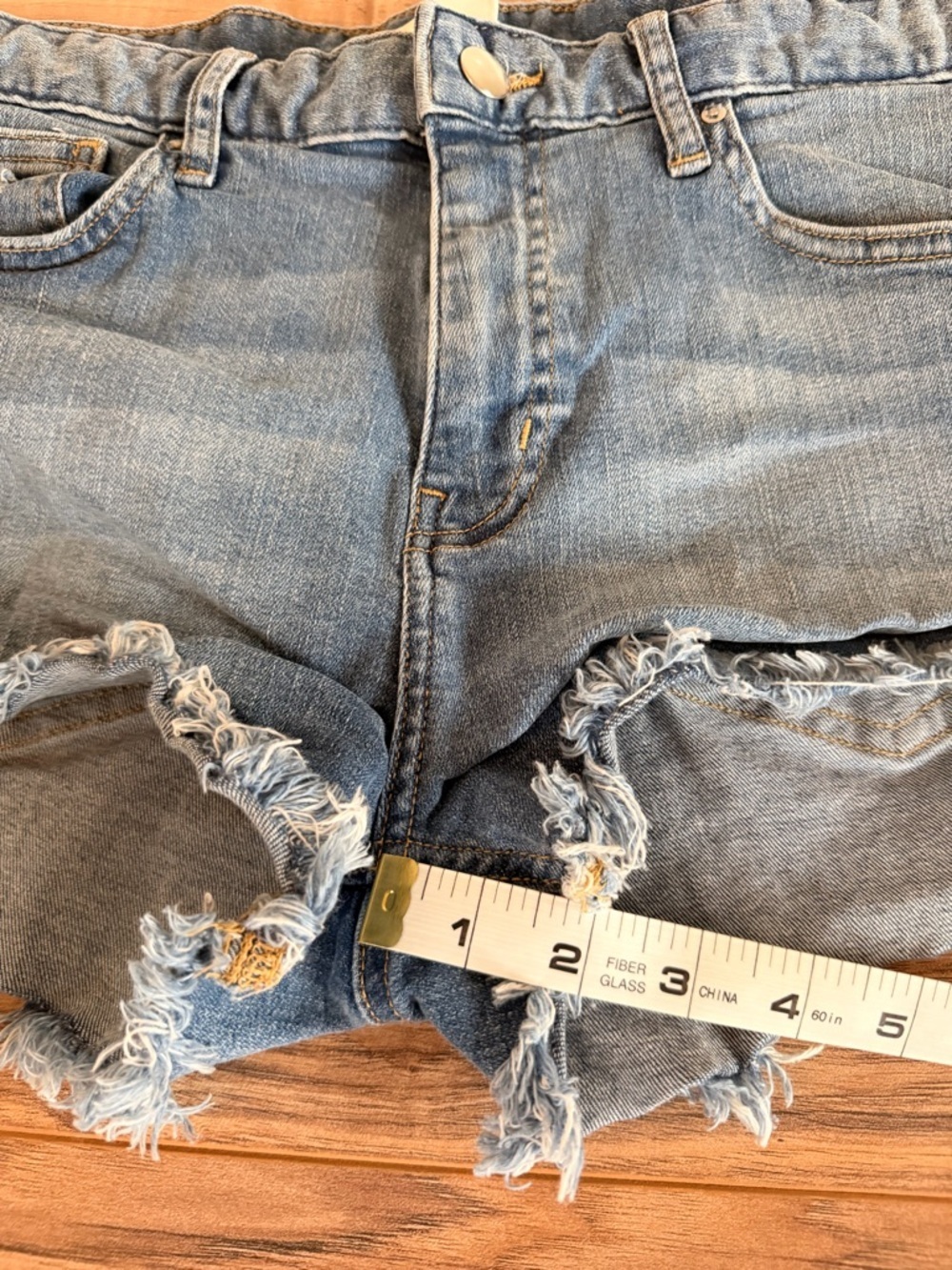 H&M Light Blue Distressed Denim Cutoff Shortie Shorts - Picture 6 of 6